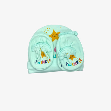 New Born Cap and socks set (Green)