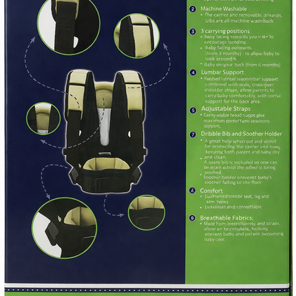 Kidzo 3-Way Baby Carrier with Lumbar Support & Head Support – Adjustable Comfortable Baby Holder