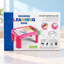 Kids Drawing Learning Desk – My Art Centre Play Set with Roll Paper & Markers (Pink)