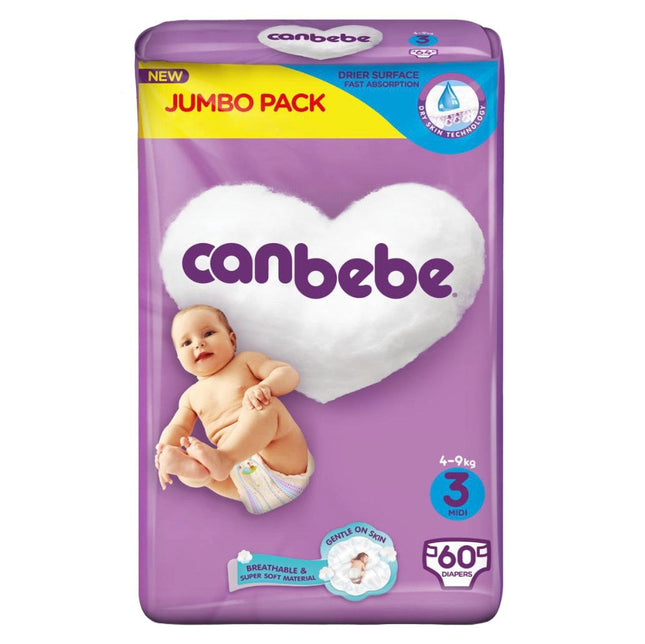 CANBEBE BABY DIAPER (4-9KG) SIZE 3 MIDI JUMBO PACK