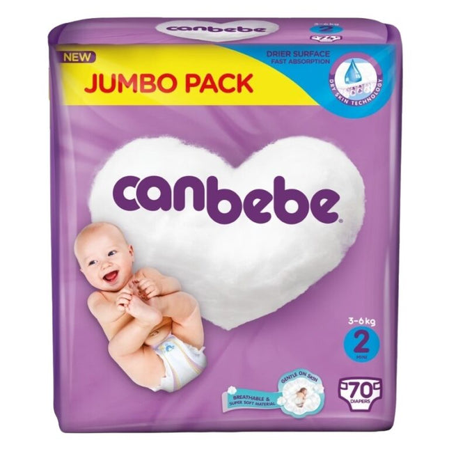 CANBEBE BABY DIAPER (3-6KG) SIZE 2 JUMBO PACK