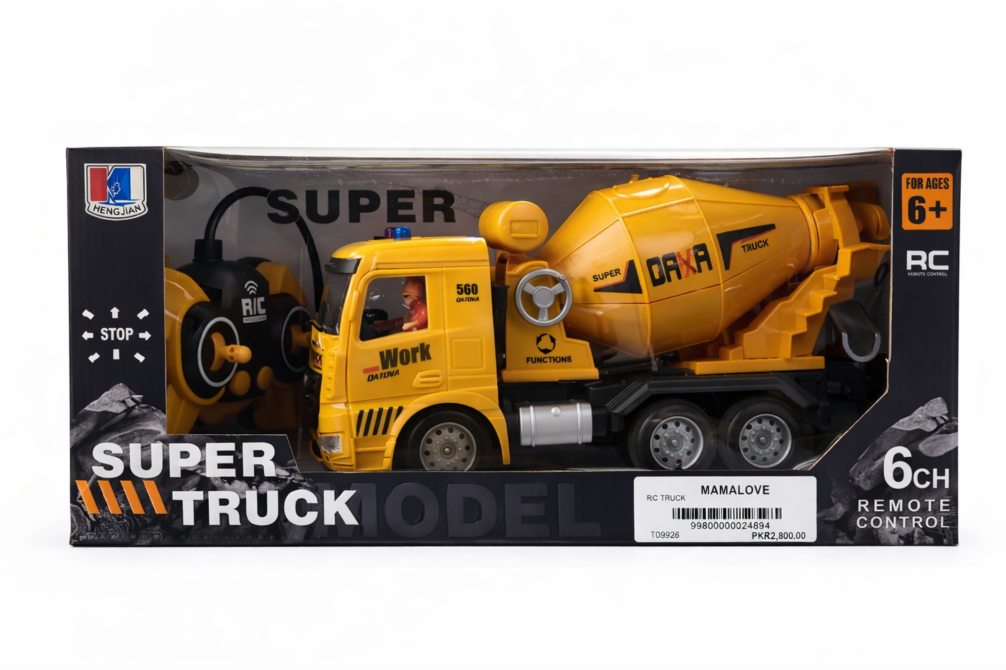 RC Cement Mixer Truck 6CH – Super Truck Model Remote Control Construction Vehicle (Ages 6+)