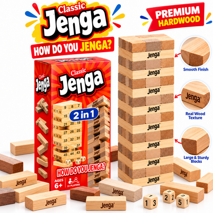 Jenga 2-in-1 Wooden Stacking Tower Game