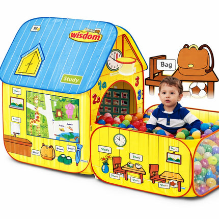 Kids Pop-Up Play Tent House with Ball Pit – Educational Indoor Playhouse