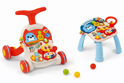 Huanger 2-in-1 Baby Walker & Activity Table – Musical Learning Toy (Model HE0829)