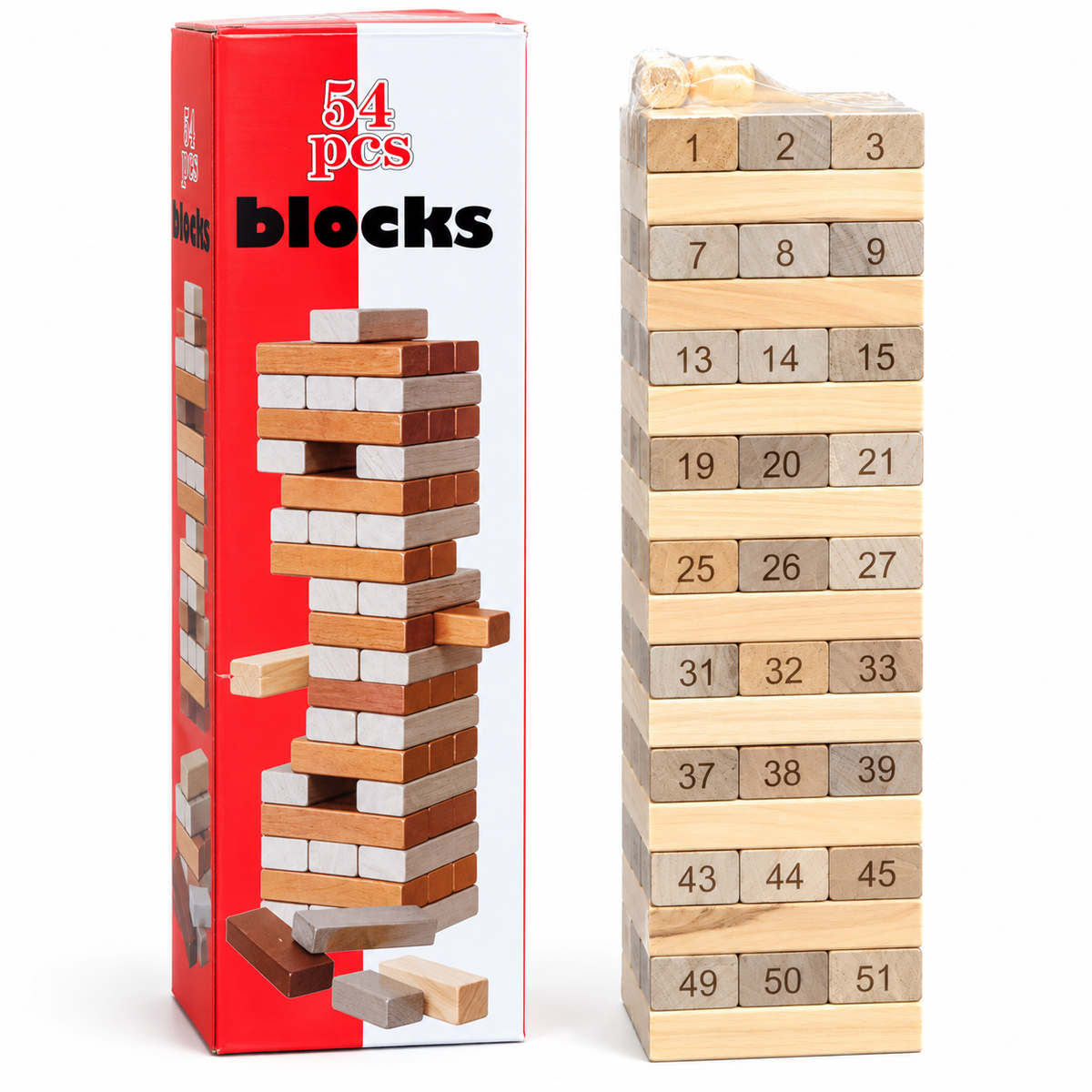 IMPORTED | 54-Piece Wooden Jenga Tower Game