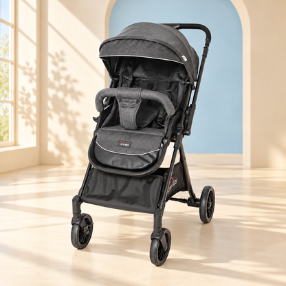 TINNIES BABY STROLLER – BLACK, FOLDABLE WITH REVERSIBLE HANDLE - T107