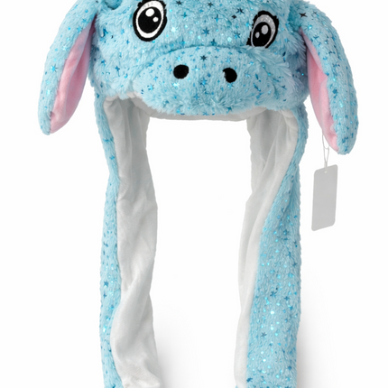 Plush Bunny Ear Muff Hat with Long Paws – Soft & Cozy Winter Accessory