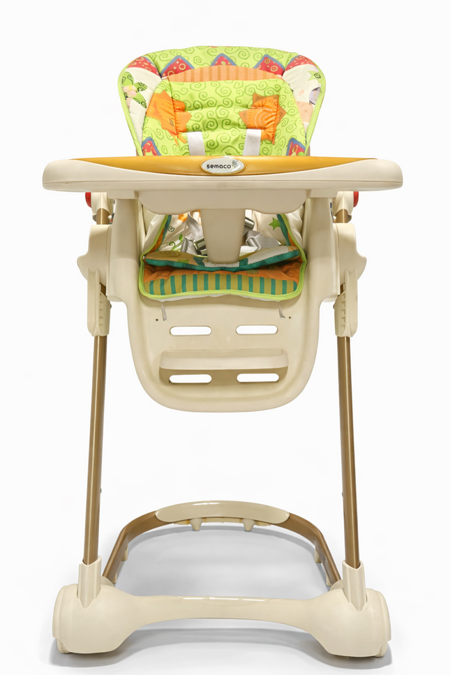 Deluxe Adjustable Baby High Chair with Wheels & Reclining Seat – Multi Color H - 501