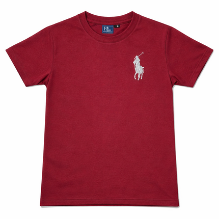 Polo Orange Crew Neck T-Shirt with Embroidered Logo (Short Sleeves)