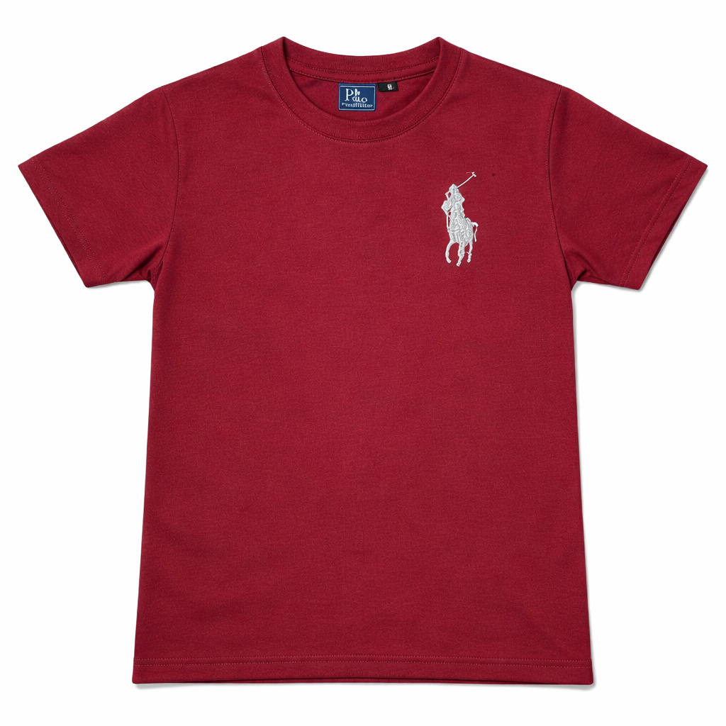 Polo Orange Crew Neck T-Shirt with Embroidered Logo (Short Sleeves)