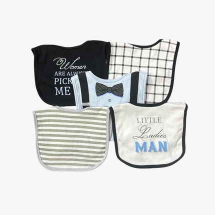 Baby Bib Gift Set Of 5 (White/Black)