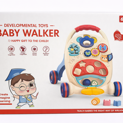 Developmental Baby Walker Push Toy with Activity Panel & Shape Blocks – (6+ Months)