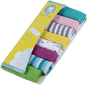 🍼 Gerber Baby Washcloth Set – Soft, Colorful & Gentle for Everyday Use