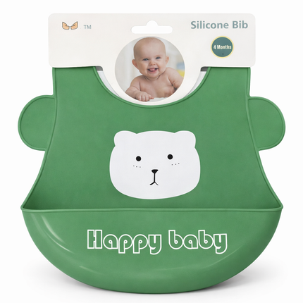Baby Silicone Bib with Food Catcher – Waterproof Feeding Bib (4+ Months)