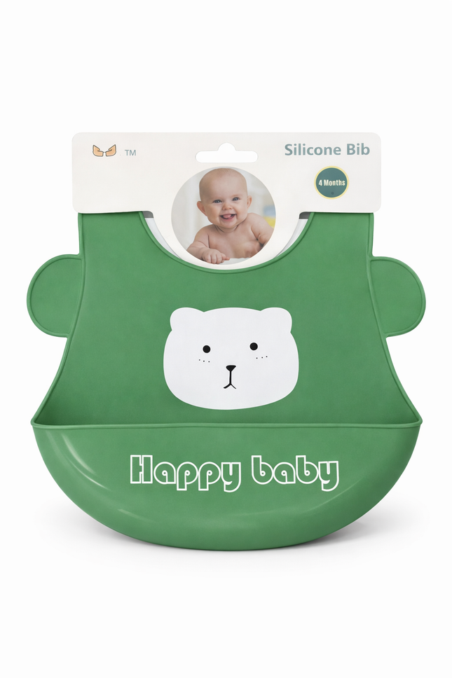 Baby Silicone Bib with Food Catcher – Waterproof Feeding Bib (4+ Months)
