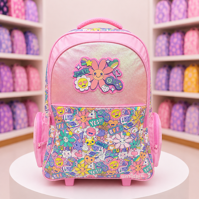 Kids Pink Glitter School Backpack | 18" × 12" inches