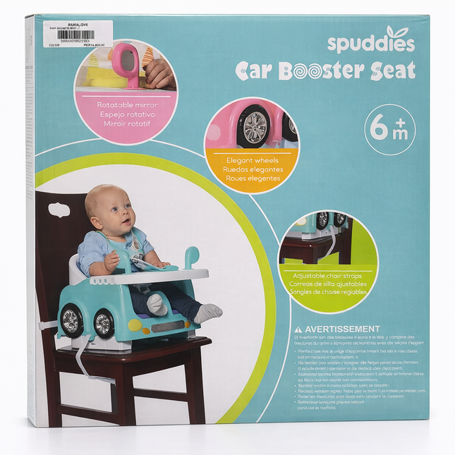 Spuddies Car Booster Seat Baby Feeding Chair with Tray & Safety Straps – (6+ Months)