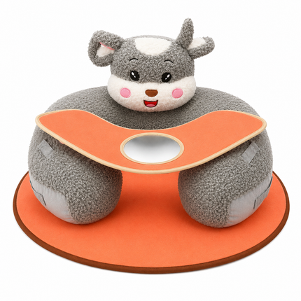 Cute Deer Plush Baby Support Seat with Activity Tray | Soft Infant Sitting Chair