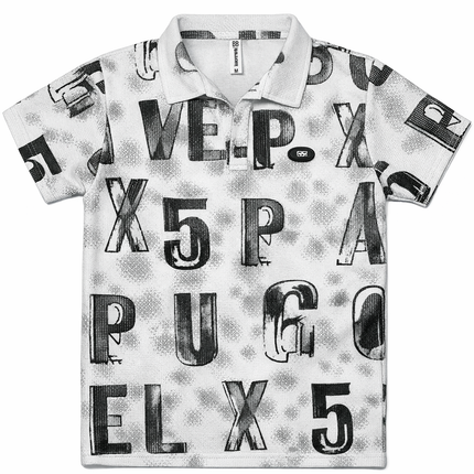 Kids Olive Green Printed Polo Shirt – Half Sleeves Collared Tee