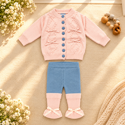 Baby Girl Knitted Cardigan & Leggings Set  G07260