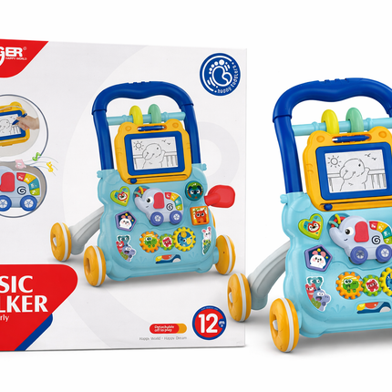 Huanger Musical Baby Walker with Drawing Board & Activity Panel – Learning Walker (12M+)