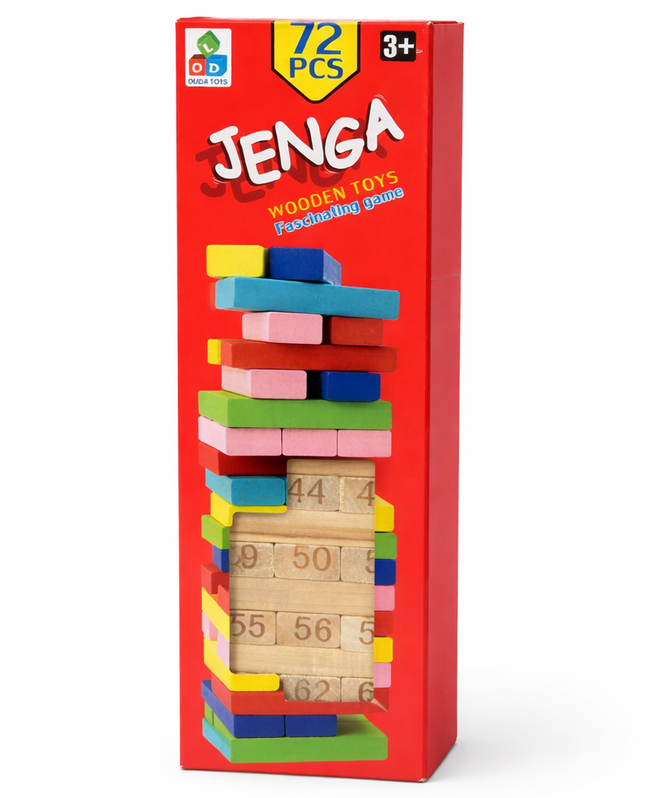 Colorful Wooden Jenga Stacking Game – 72 Pieces