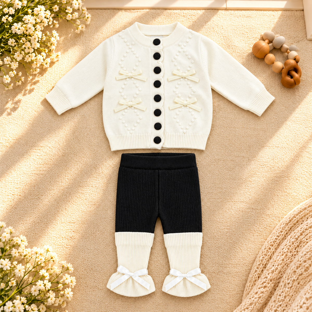 Baby Girl Knitted Cardigan & Leggings Set  G07260