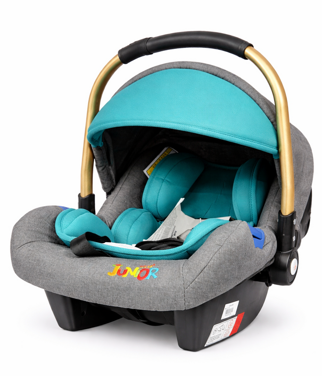 Junior Baby Carry Cot / Carrier with Canopy – Grey & Teal (New-born to Infant)