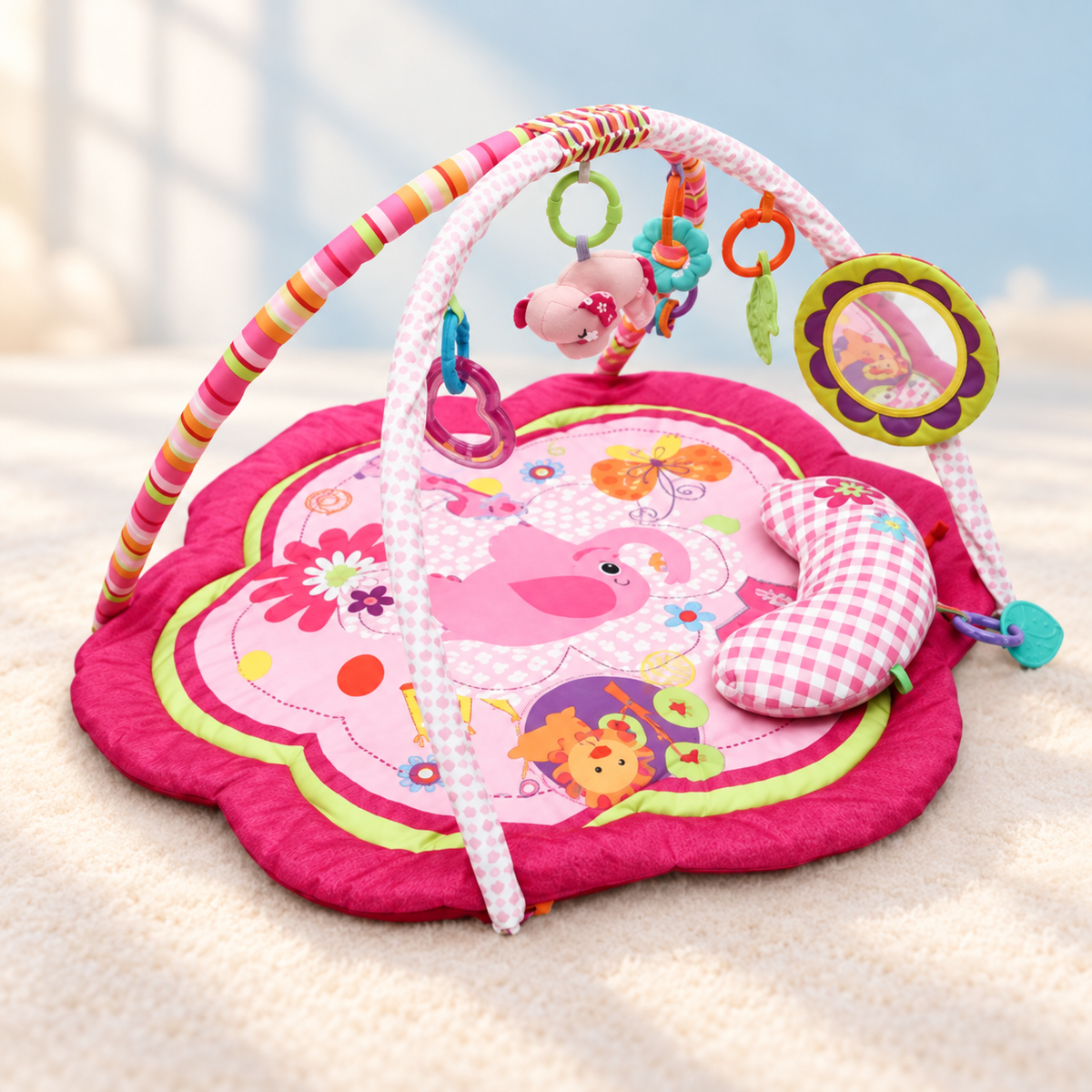 Pink Baby Play Mat 4-in-1 Activity Mat with Toys (0-12 Months)