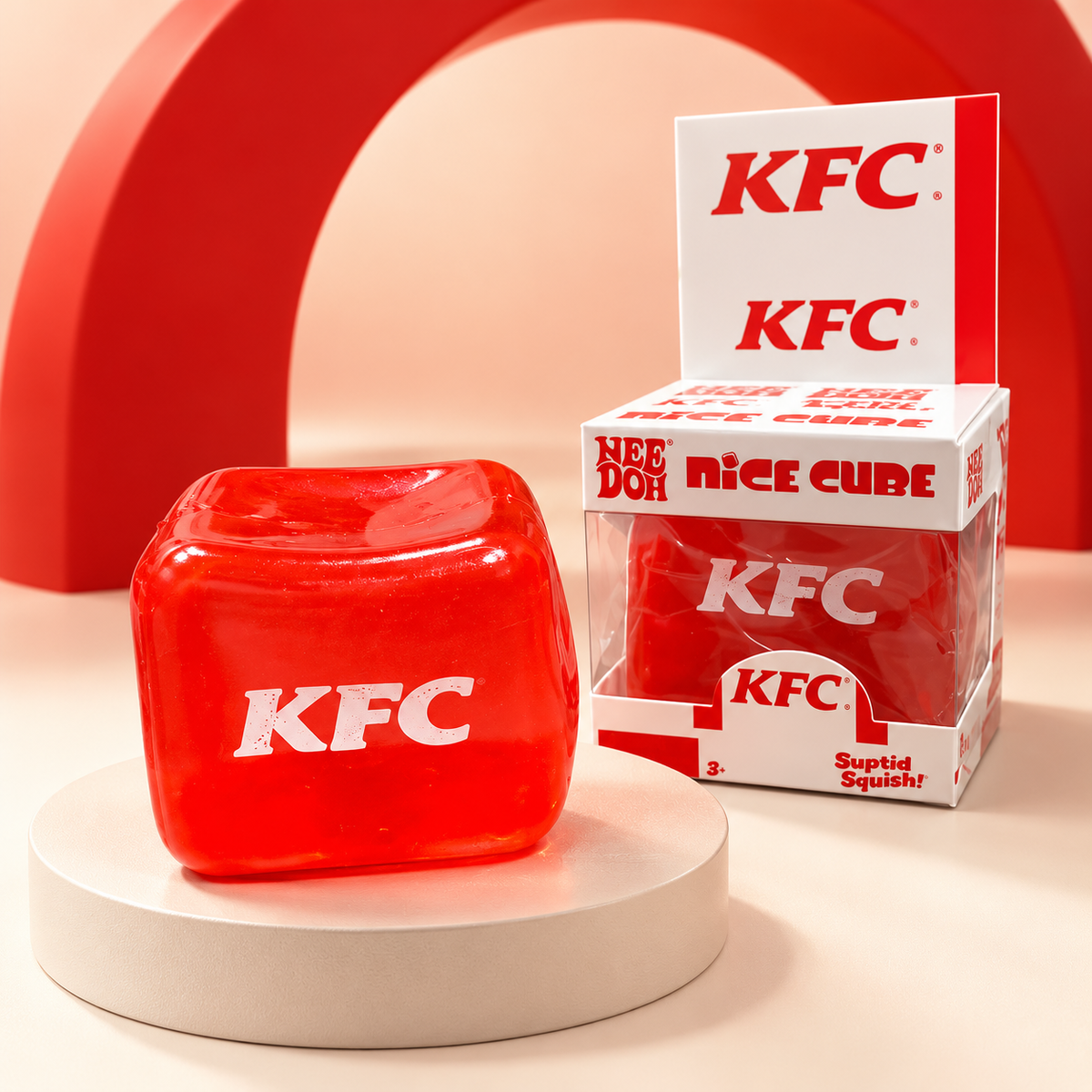 KFC Red Squishy Cube – Satisfying Sensory Fidget Toy