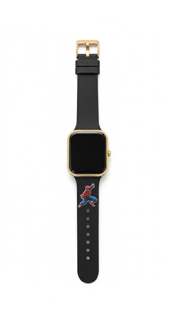 Kids Superhero Smartwatch – Black Strap with Character Design