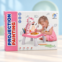 Kids Unicorn Projector Painting Table with Light & Music – Drawing & Tracing Desk (Pink)