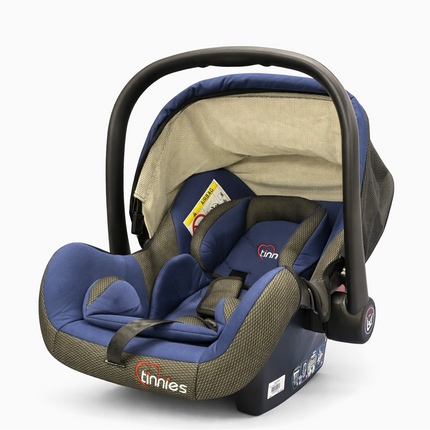Tinnies Baby Car Seat Carrier with Canopy – Newborn Infant Carry Cot (Blue/Grey)