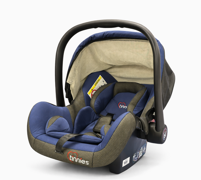 Tinnies Baby Car Seat Carrier with Canopy – Newborn Infant Carry Cot (Blue/Grey)