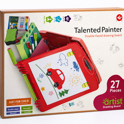 Artist Talented Painter Double-Faced Drawing Board Set – 27 Pieces (Kids Educational Art Kit)
