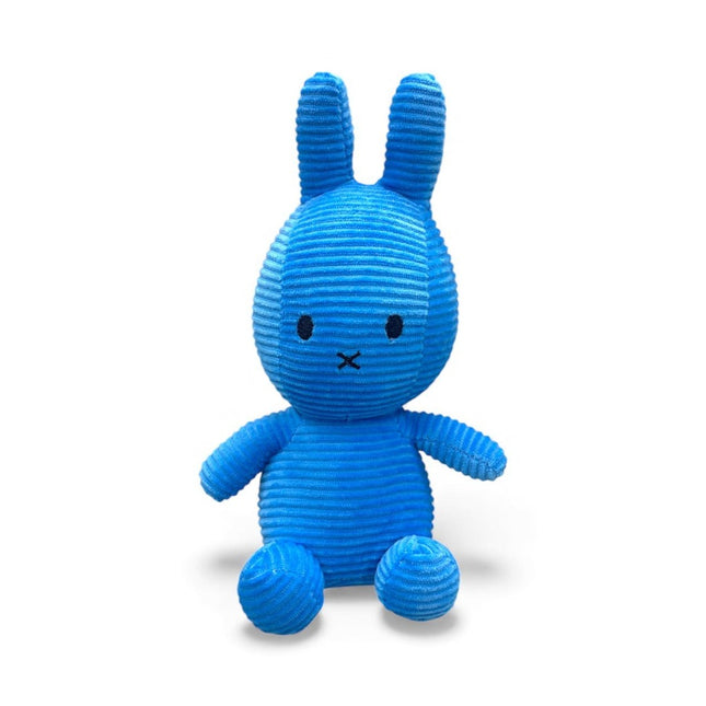Vibrant Blue Corduroy Plush Bunny Rabbit - Modern Minimalist Stuffed Animal Toy