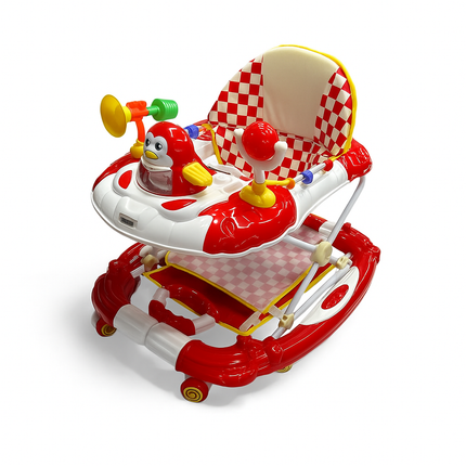 Penguin Activity Baby Walker – Musical Toy Walker with Adjustable Height 🐧🔴