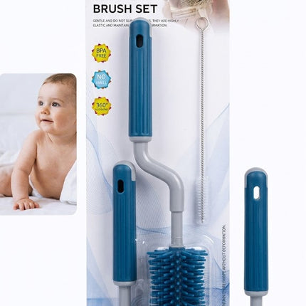 Baby Bottle Cleaning Brush Set – 360° Silicone Bottle & Nipple Cleaner (BPA Free)