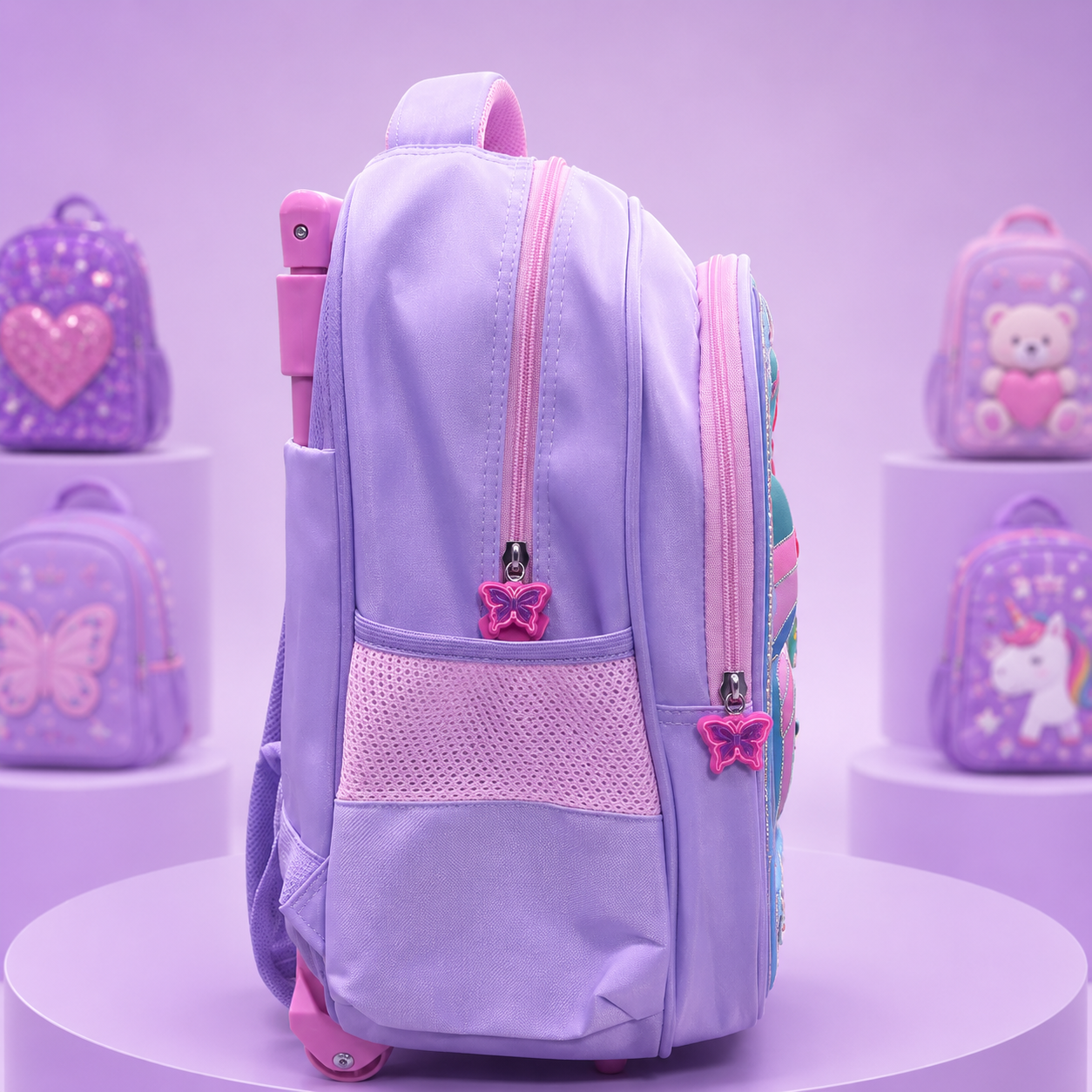Girls Butterfly Rainbow School Backpack – 18"H × 12"W