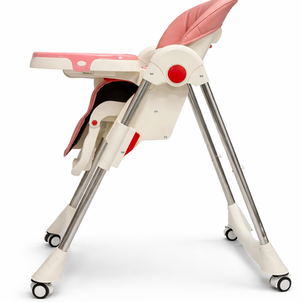 Beichi Adjustable Baby High Chair – Pink Premium Feeding Chair with Wheels