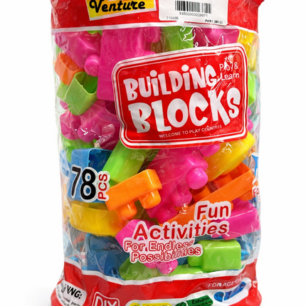 Toy Venture Colorful Building Blocks Set (78 Pieces) – DIY Educational Play Set for Kids