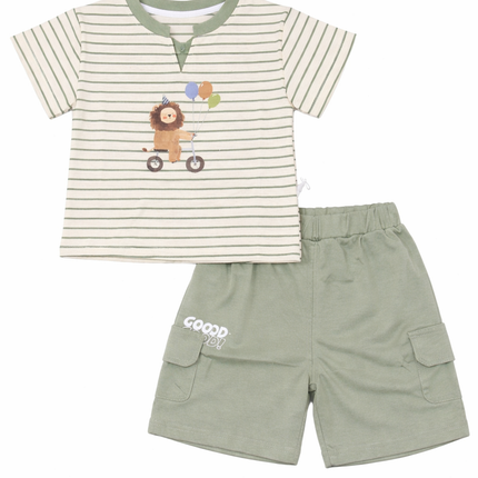 Cute Lion Striped Baby Boy Summer Set (T-Shirt & Shorts)