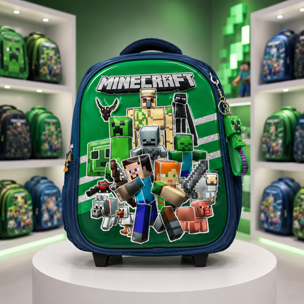 Kids Minecraft School Backpack – Green | Lightweight & Spacious Gaming Backpack for Boys