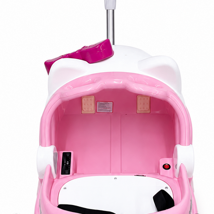 Hello Kitty Style Electric & Manual Ride-On Push Car for Kids with Parent Handle – Pink