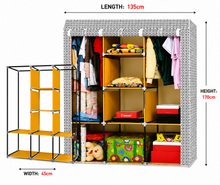Portable Modular Fabric Wardrobe Closet – Multi-Compartment Clothes Organizer with Hanging Space & Storage Shelves