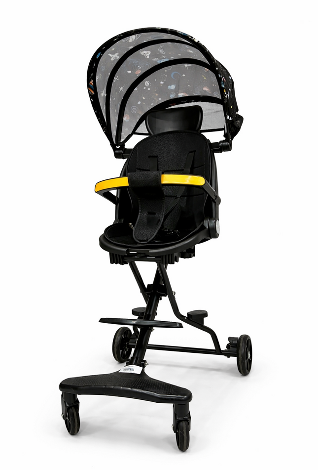 Luxury Baby Buggy  Tricycle with Parent Push Handle & Space Canopy (3-Wheel Ride-On)