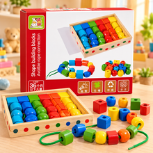 Colorful Wooden Lacing Beads Set – Educational Threading & Shape Learning