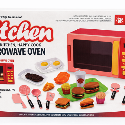 Kids Kitchen Microwave Oven Play Set – Simulation Toy with Food Accessories (23pcs)