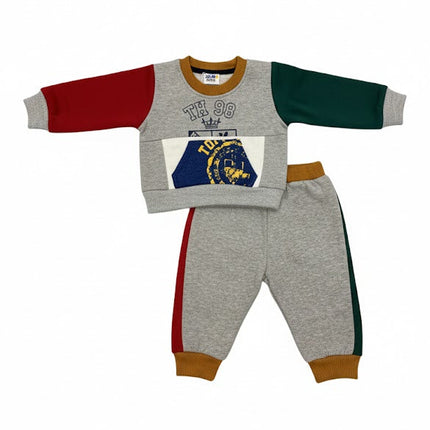 Boys Color-Block Sweatshirt & Jogger Set – TH 98 Sportswear Style (2-Piece Set)
